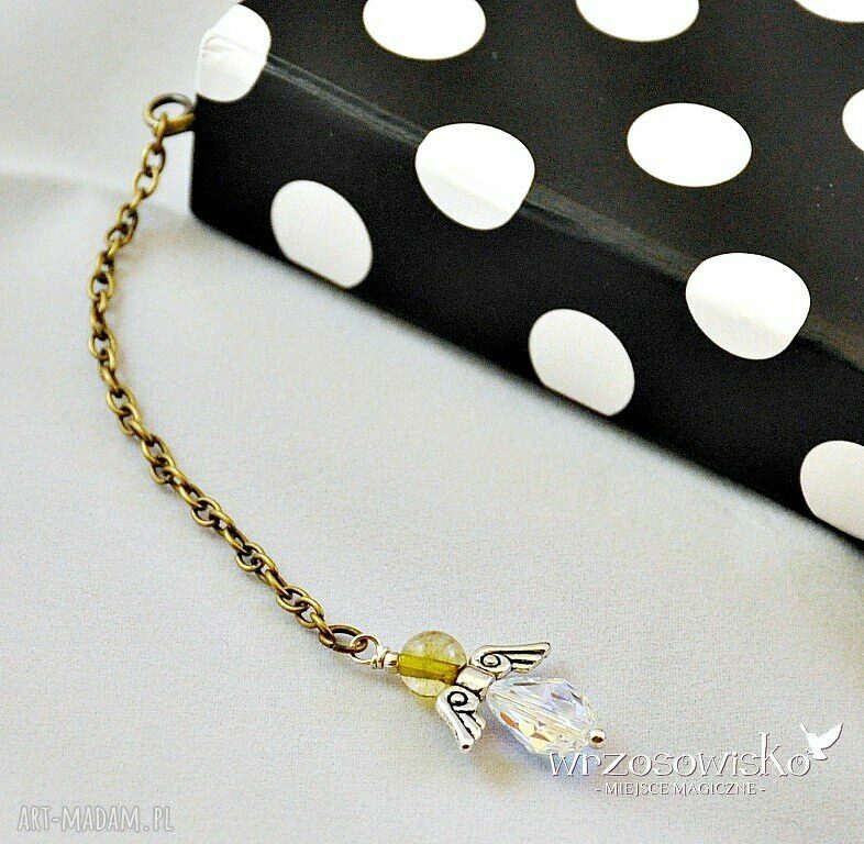 Anioł Swarovski na piórku zakładka Ręcznie robione