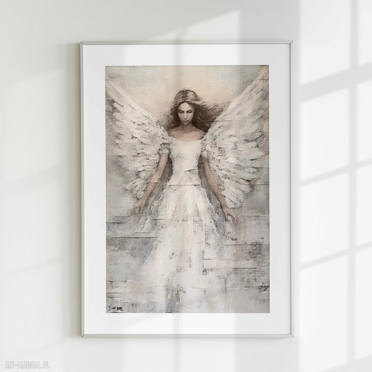 Anielski plakat w beżu i bieli 40x50 cm