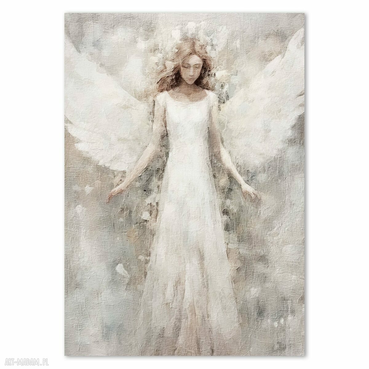 Anioł w beżu i bieli 40x50 cm - plakat boho do sypialni