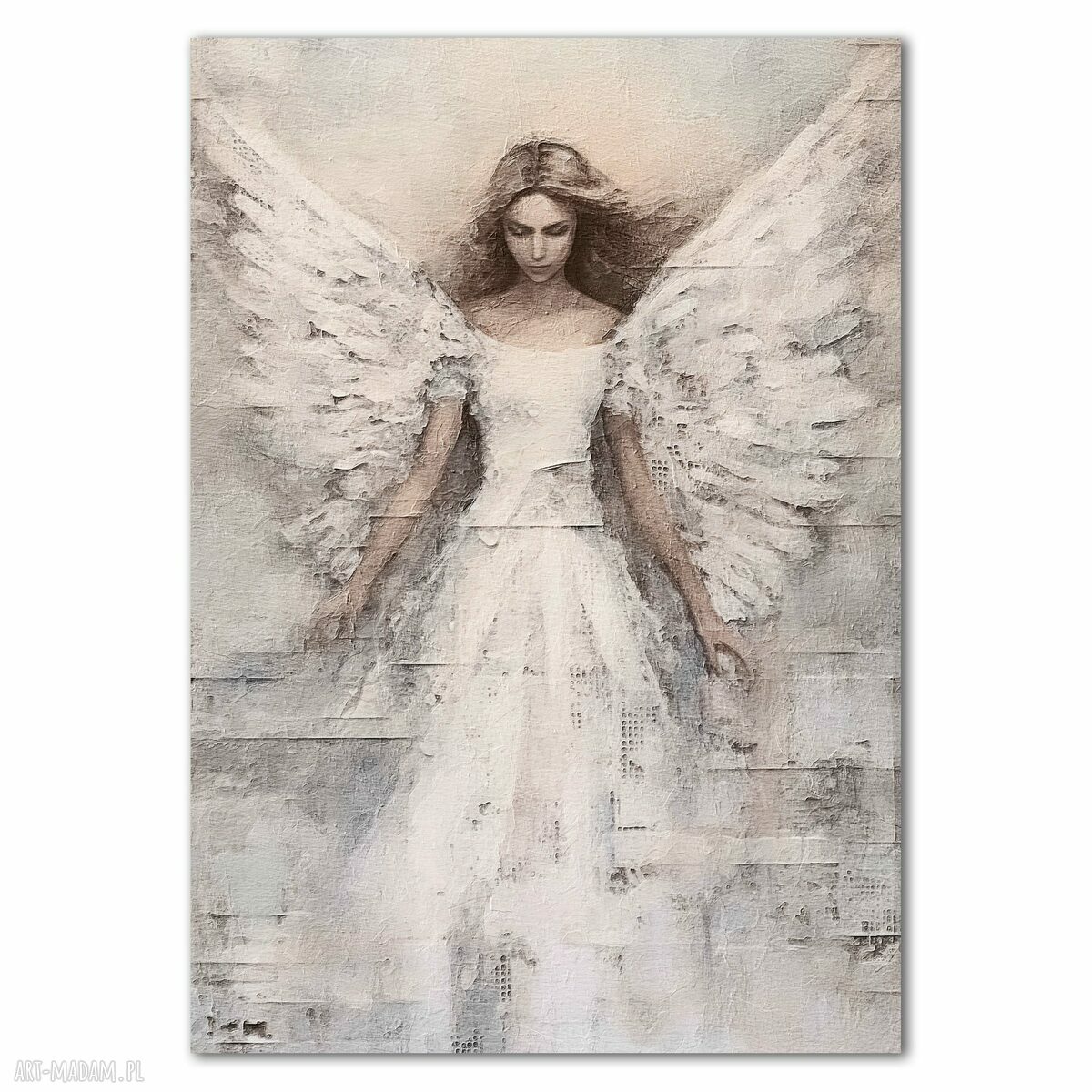 Anielski plakat w beżu i bieli 40x50 cm