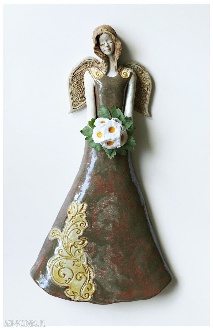 Anioł w podziękowaniu dla Mamy - ceramika handmade ok. 36 cm