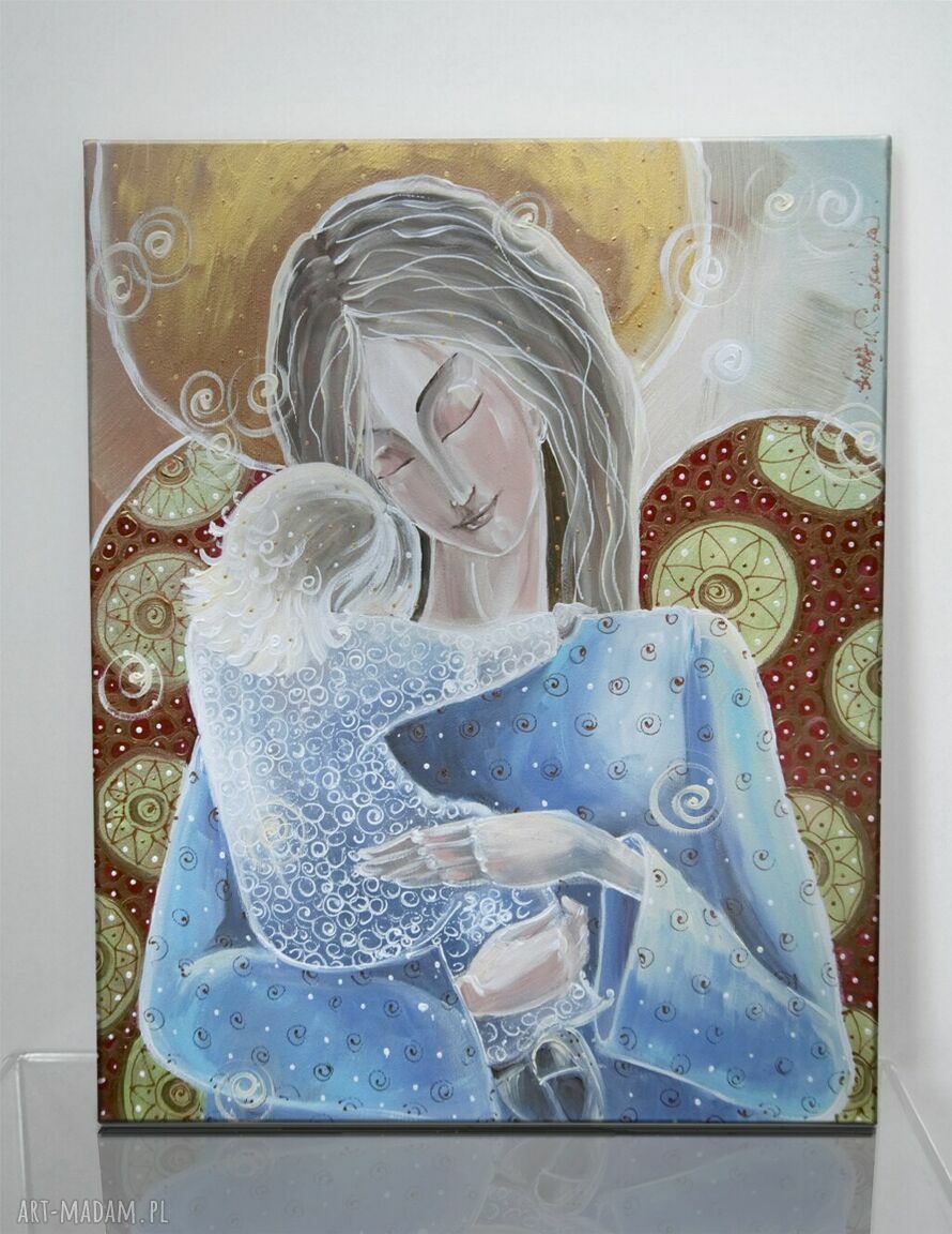 Obraz Anioł z dzieckiem - Giclee na płótnie Canvas