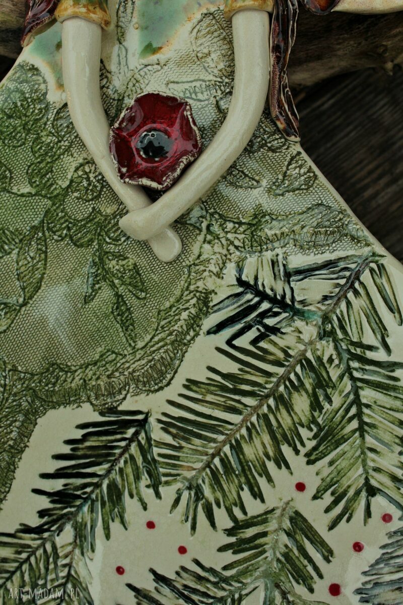 Anioł Zimowy - ceramiczny prezent na chrzest, ok. 30 cm