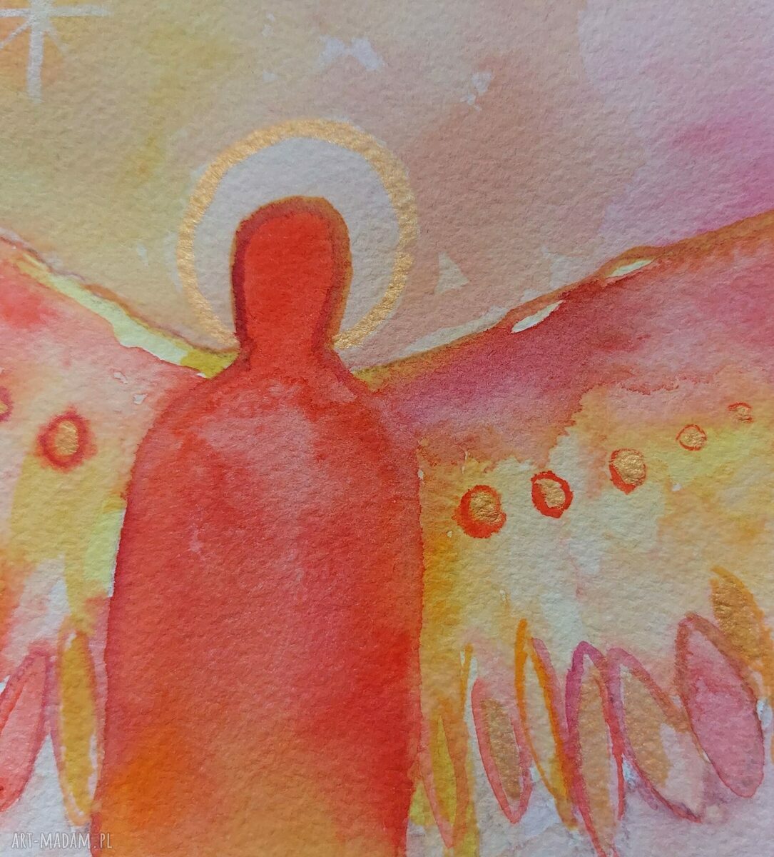 Aniołek - akwarela A5 ręcznie malowany
