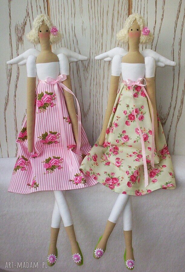 Aniołek Tilda - lalka handmade Różyczka Seledyn
