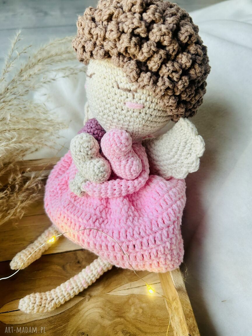 Aniołek na szydełku Sznurkowelove - lalka ręcznie robiona dla dziecka (ok. 33 cm)