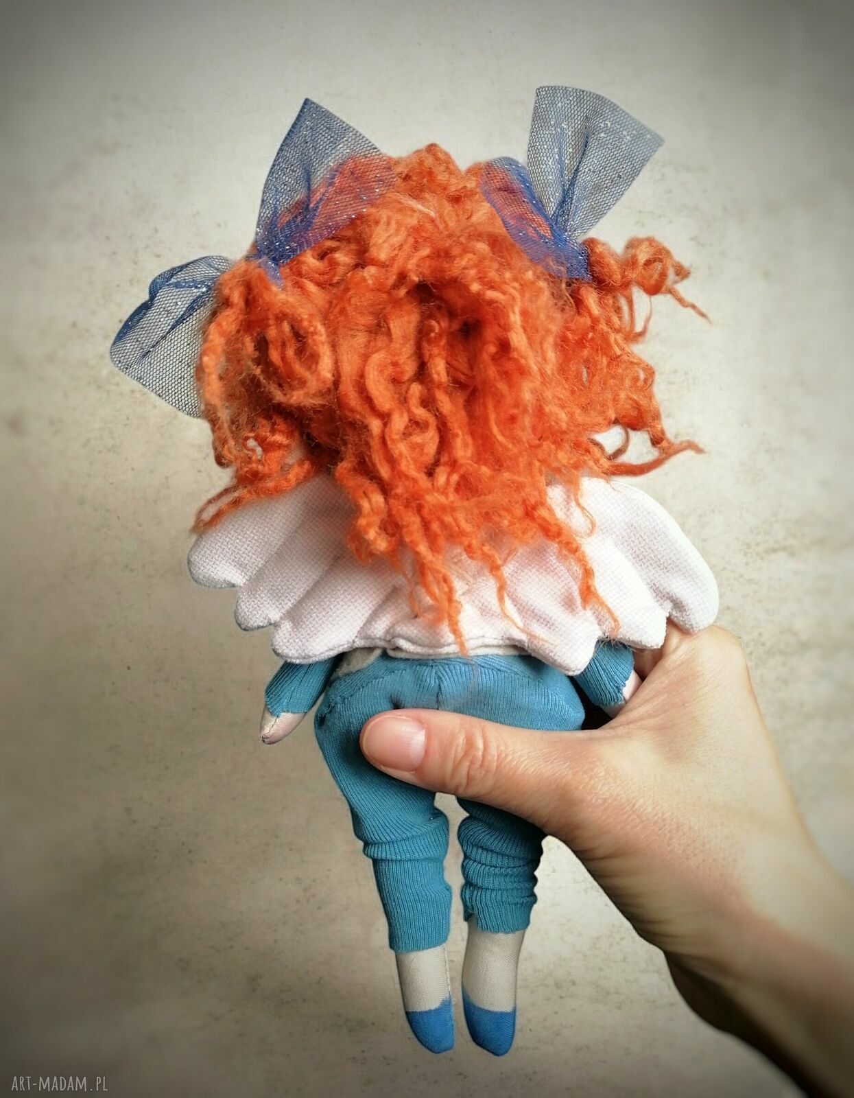Aniołek tekstylny na szczęście - ręcznie szyta lalka kolekcjonerska ok. 22 cm