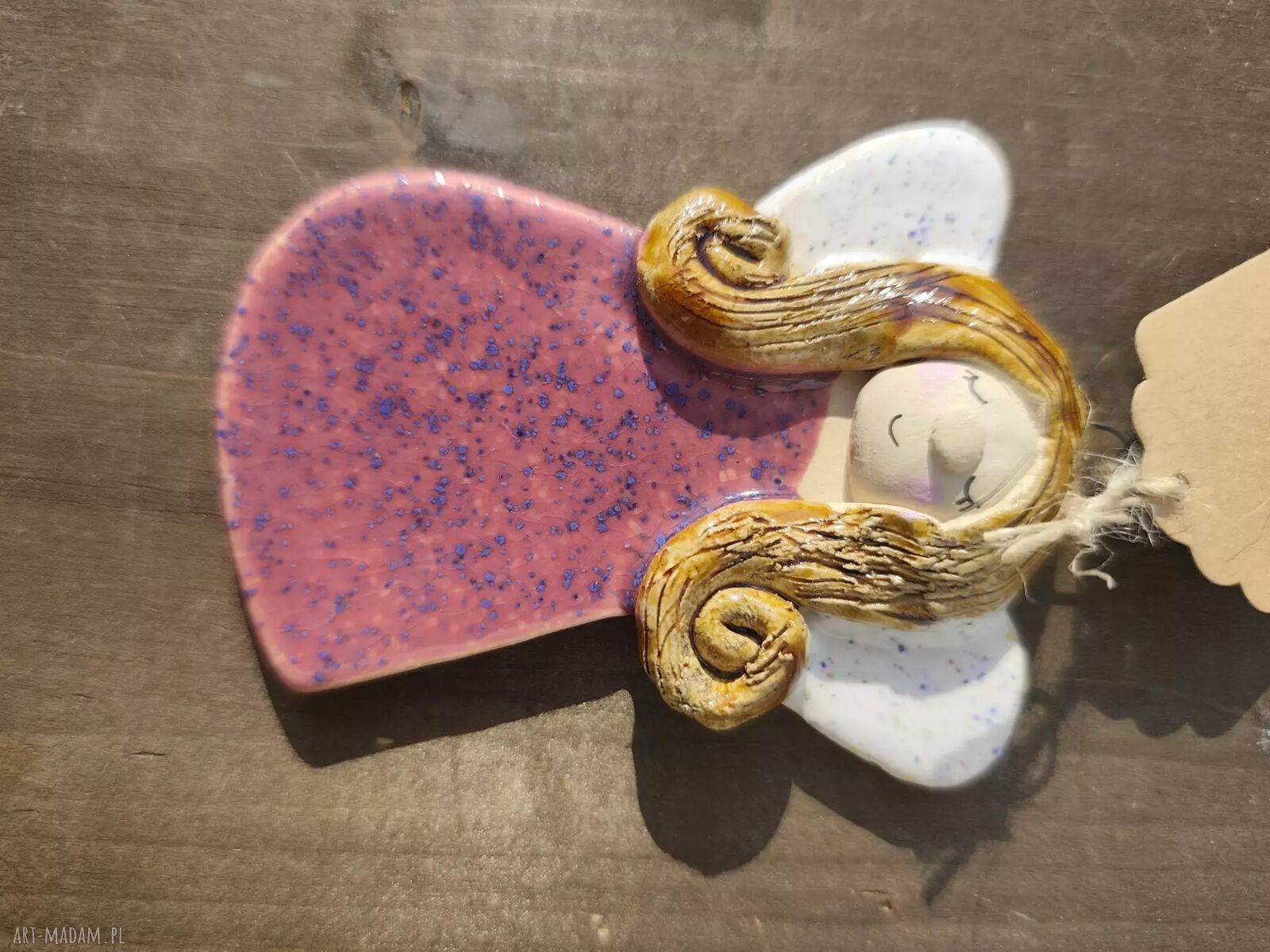 Ręcznie wykonany ceramiczny aniołek 9 cm