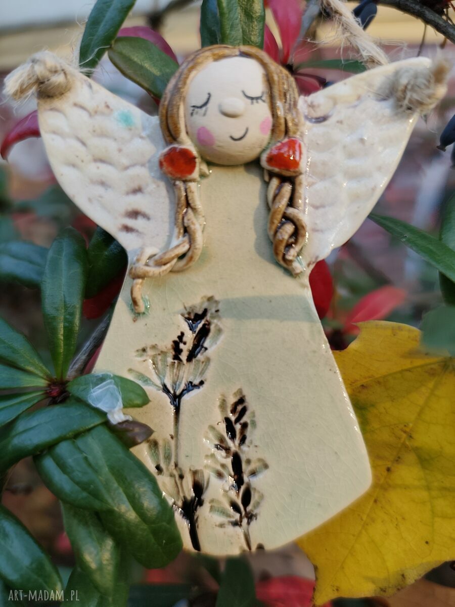 Aniołek ceramiczny Wolna Chwila - świąteczny prezent bożonarodzeniowy, 8 cm