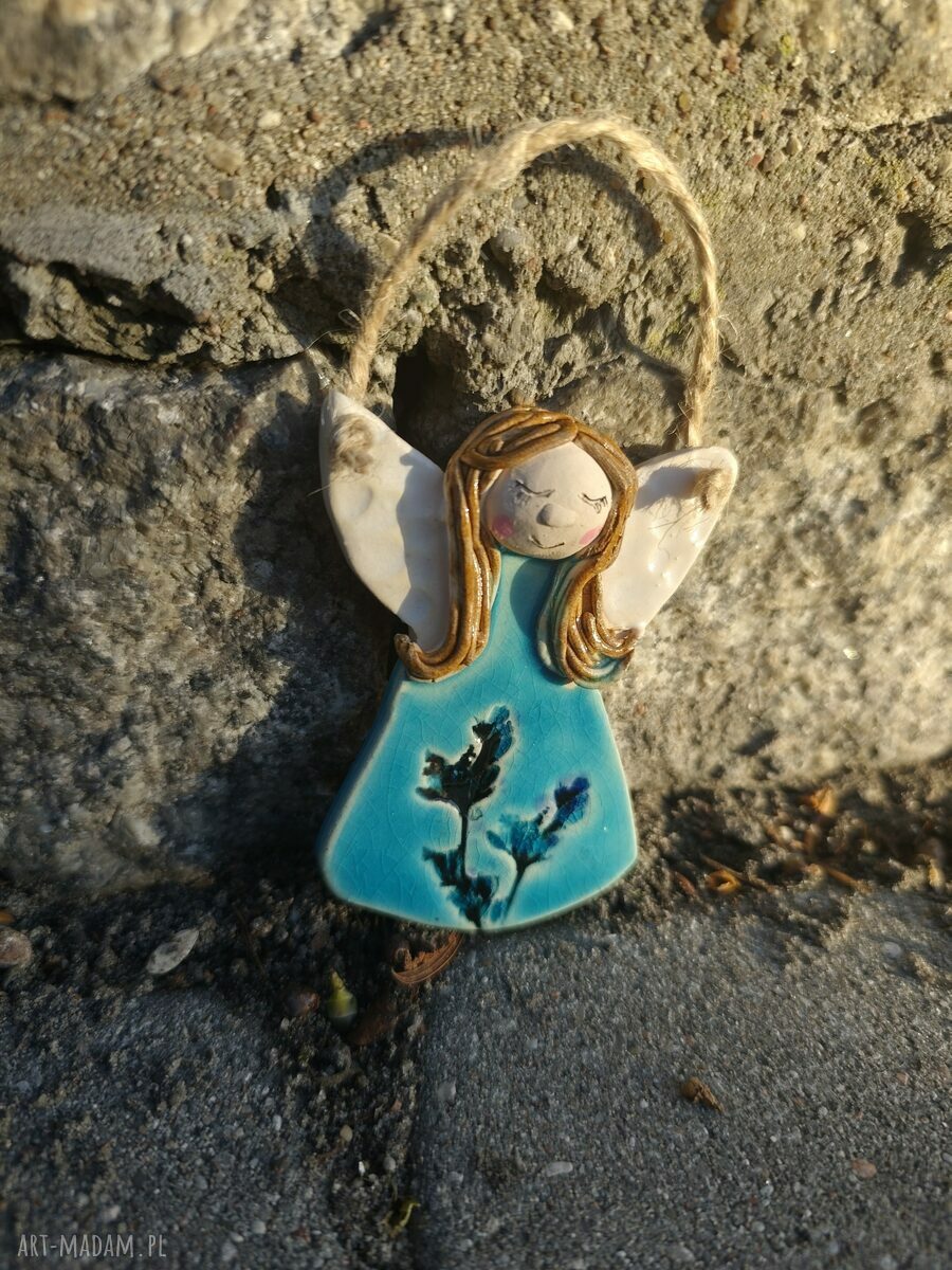 Aniołek ceramiczny 8 cm - prezent bożonarodzeniowy rękodzieło Wolna Chwila