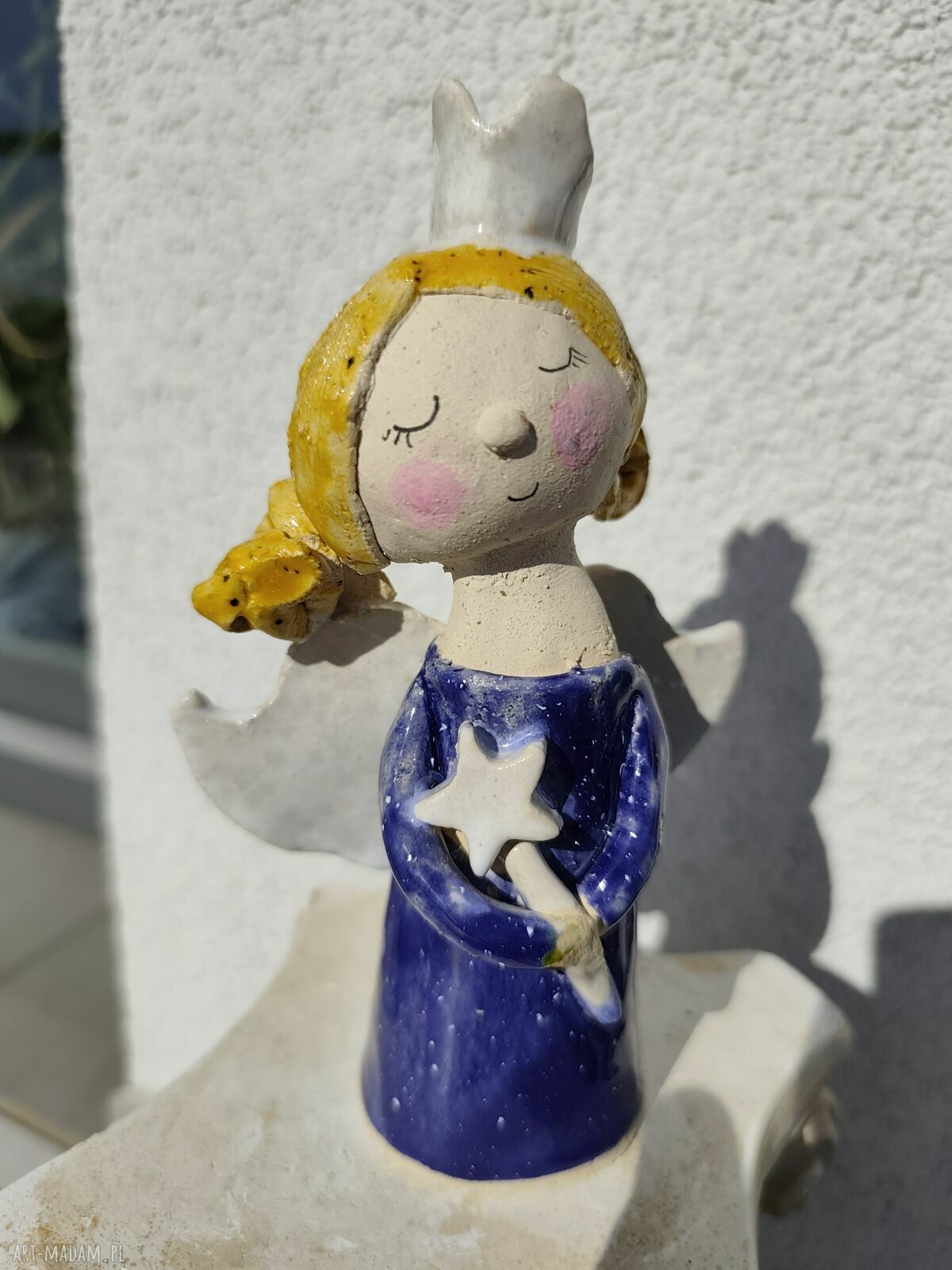 Aniołek ceramiczny na chrzest i komunię - prezent handmade