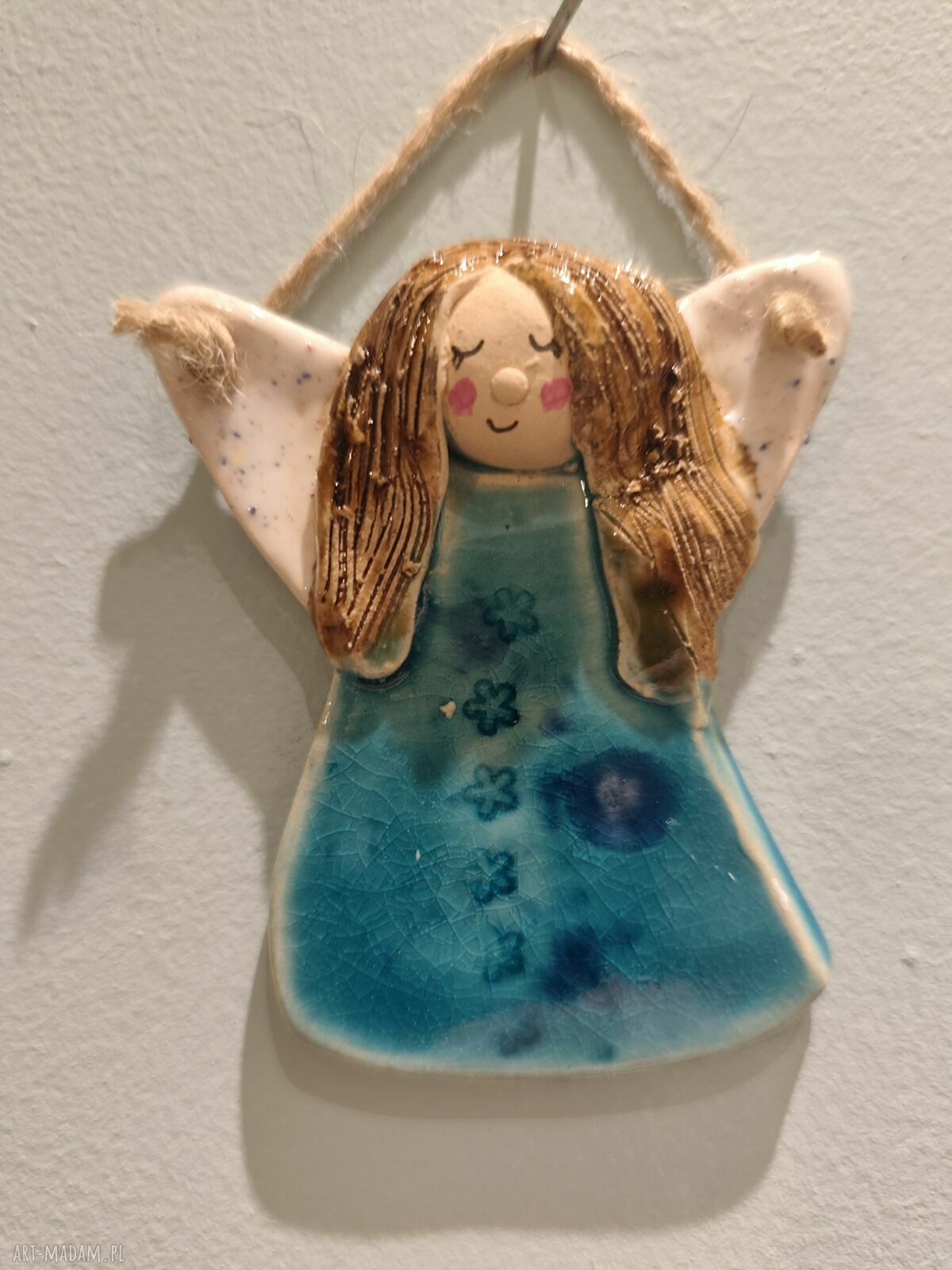 Aniołek ceramiczny na chrzest i podziękowanie - ok. 8 cm