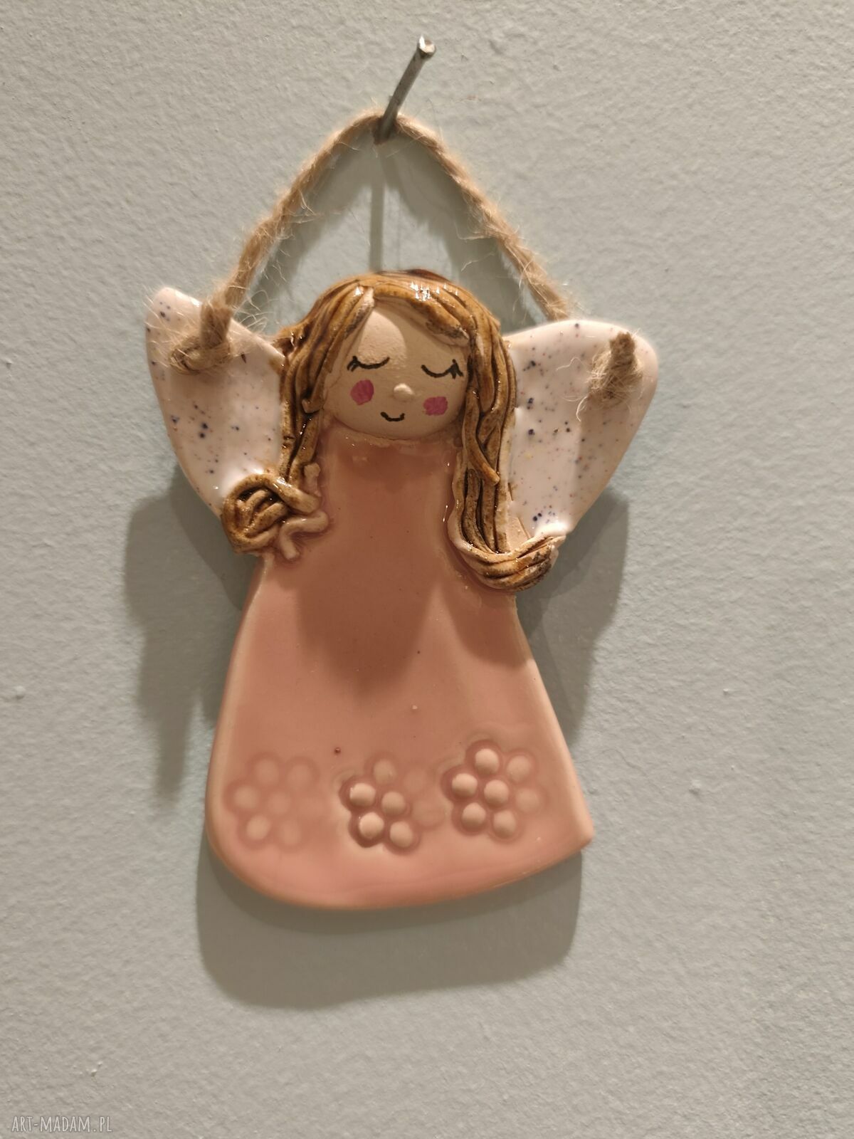 Aniołek ceramiczny na komunię - prezent na szczęście ok. 8 cm