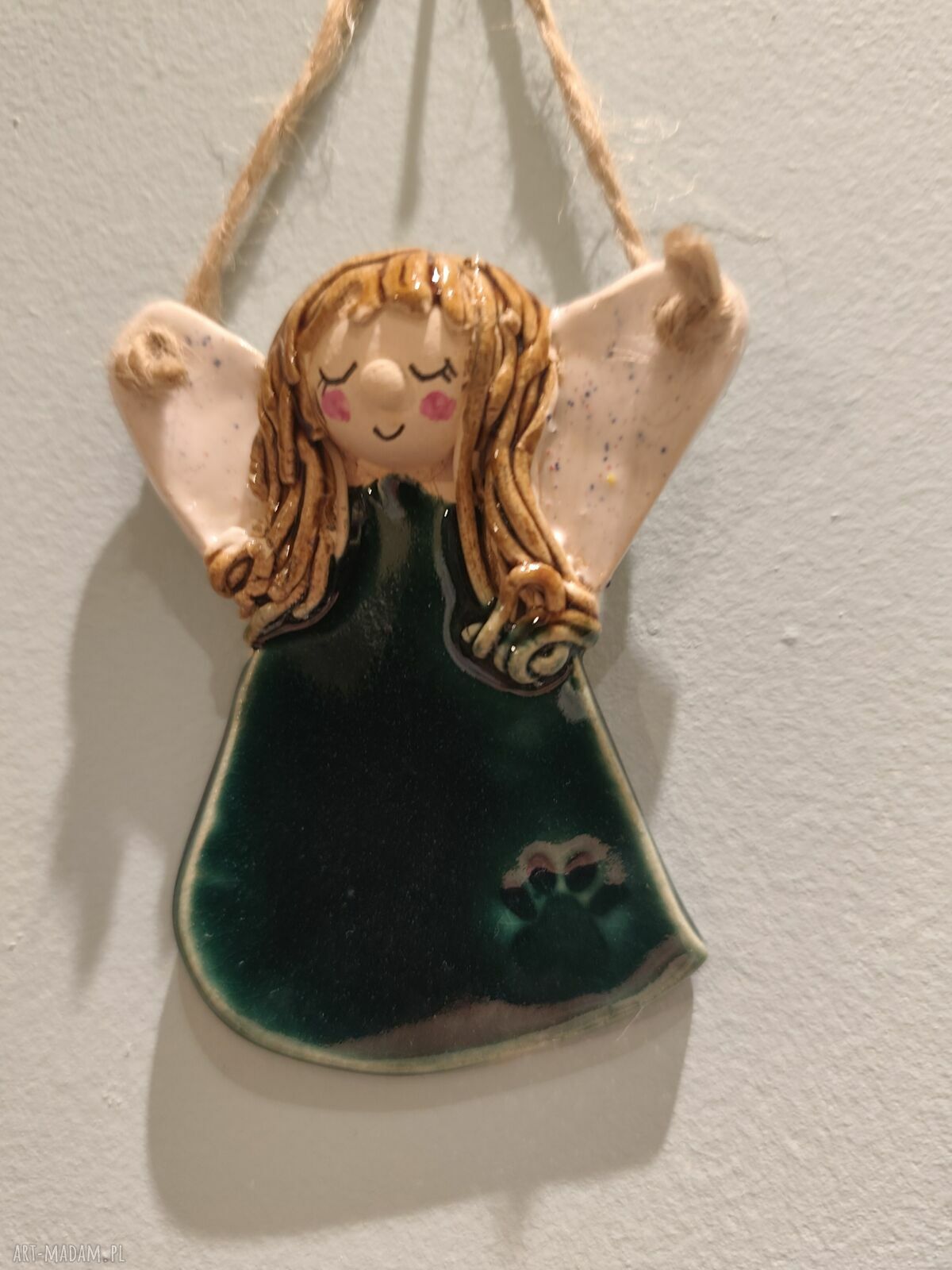 Aniołek ceramiczny na szczęście - prezent i podziękowanie na chrzest oraz komunię