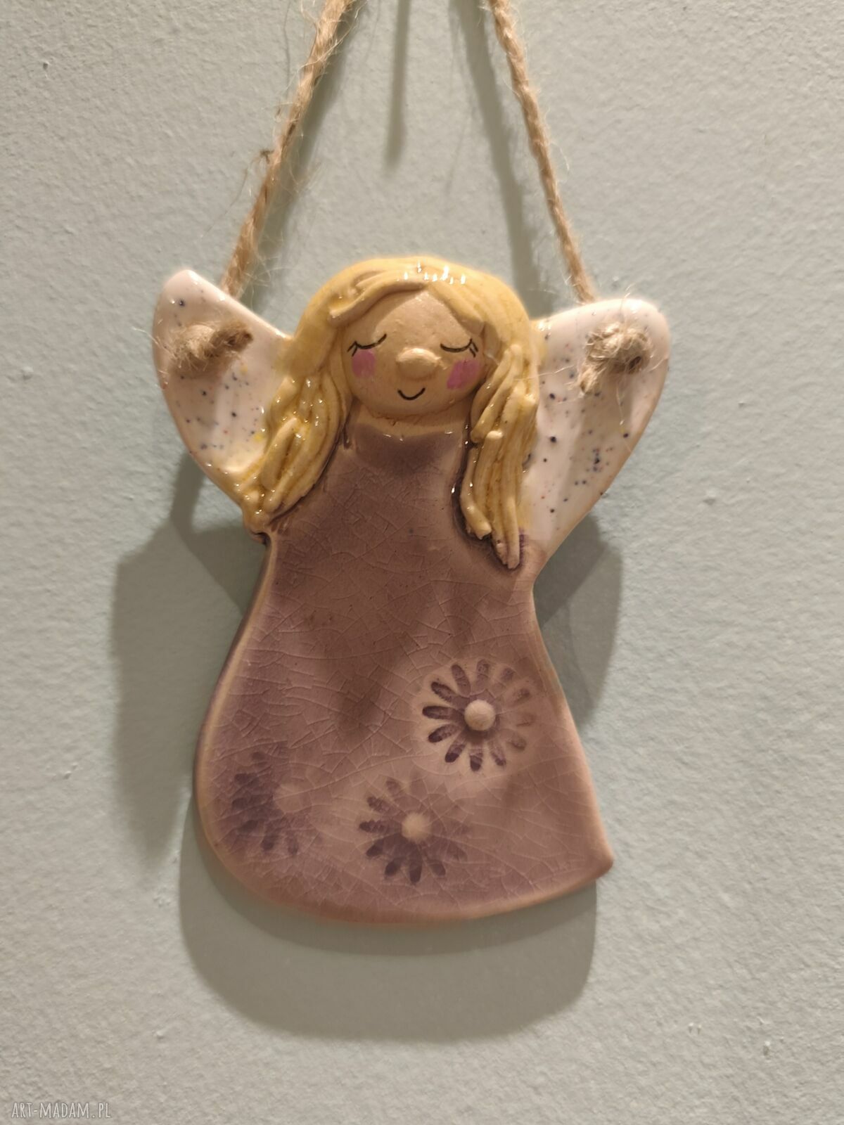 Aniołek ceramiczny na komunię i chrzest - podziękowanie 8 cm