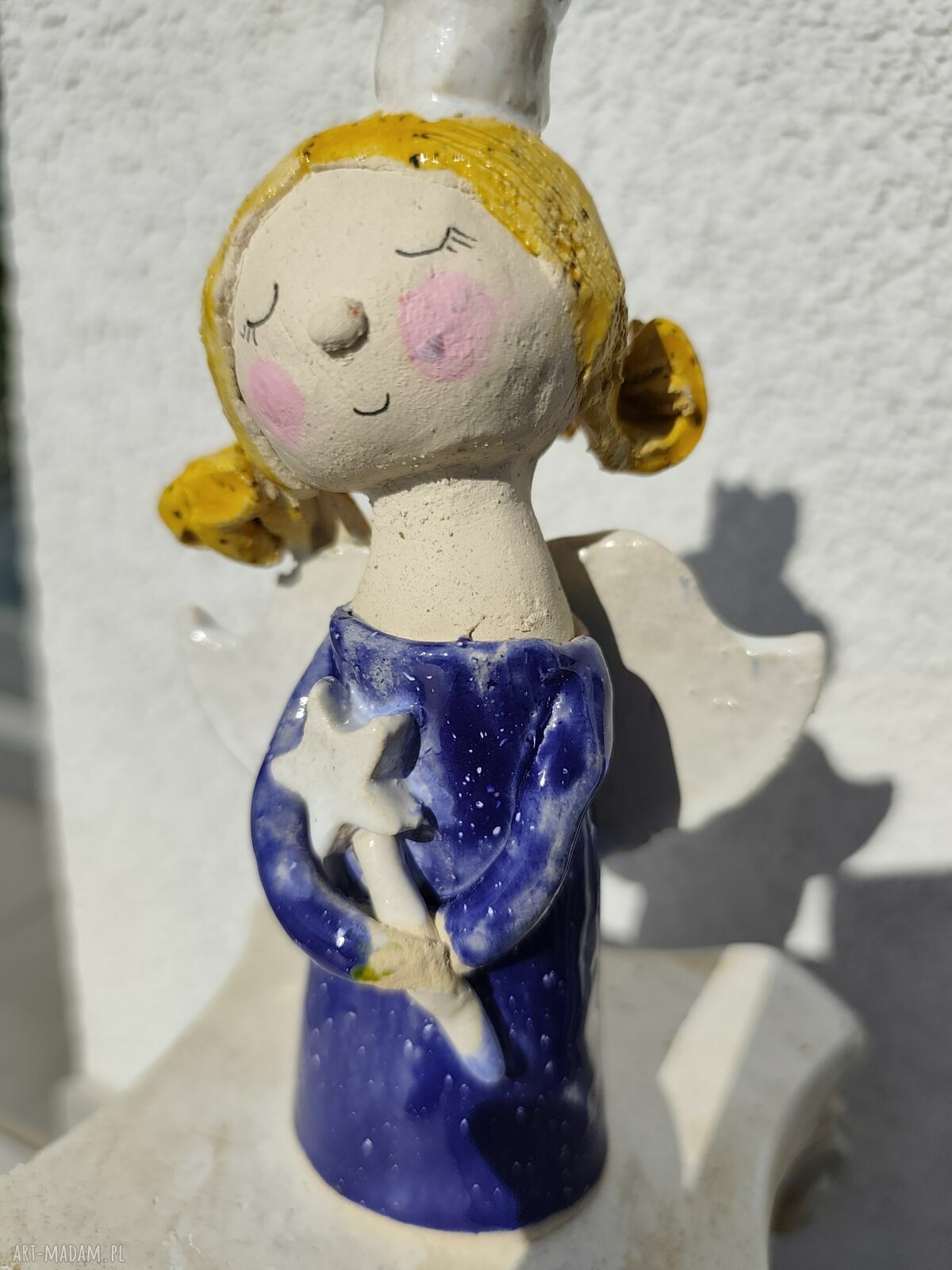 Aniołek ceramiczny na chrzest i komunię - prezent handmade