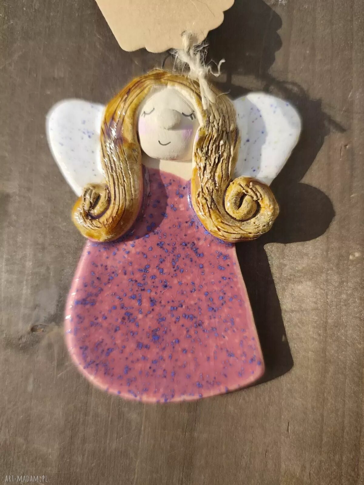 Ceramiczny aniołek maluszek - ręcznie wykonana dekoracja