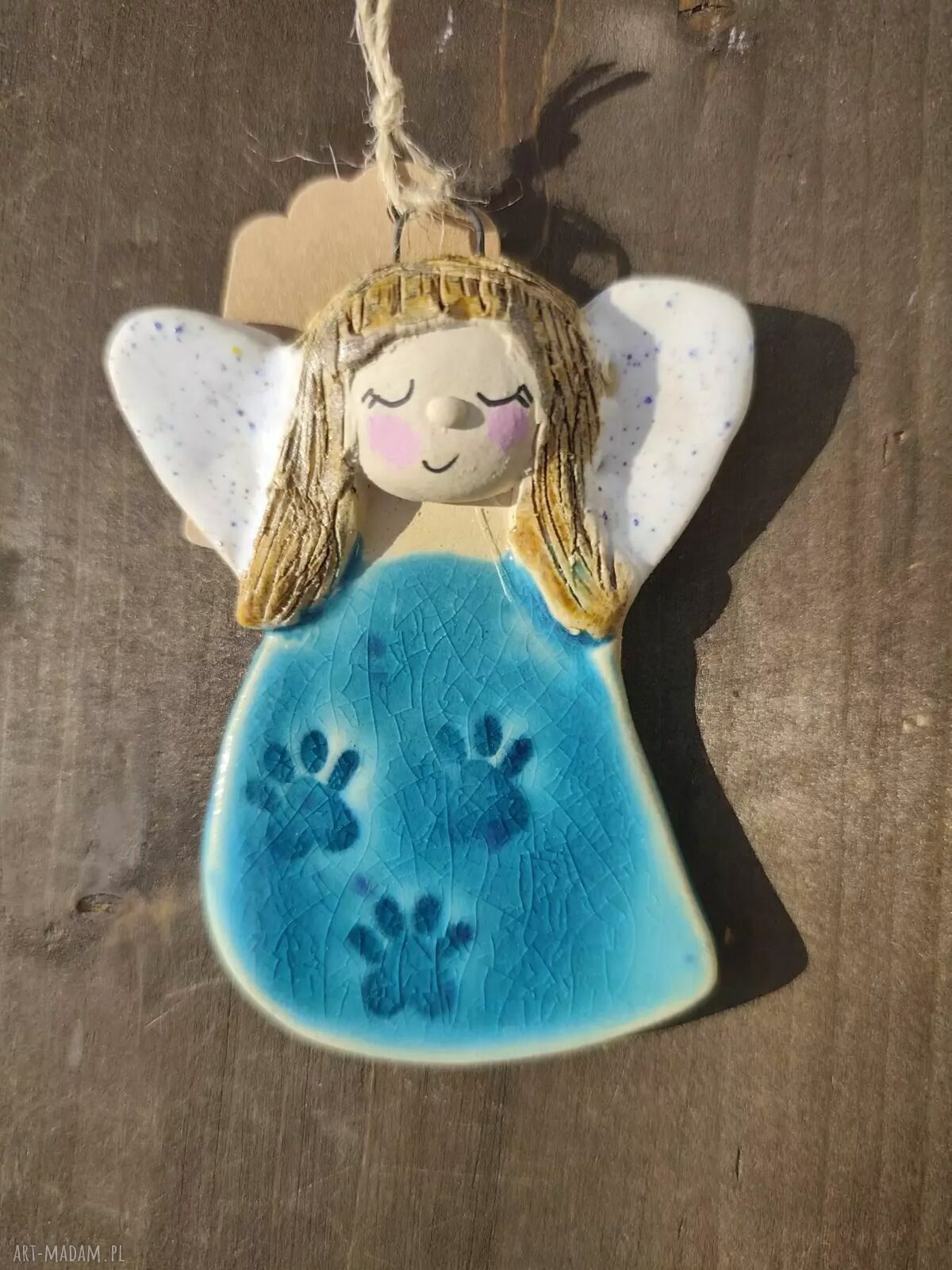 Ceramiczny aniołek maluszek - ręcznie wykonana dekoracja
