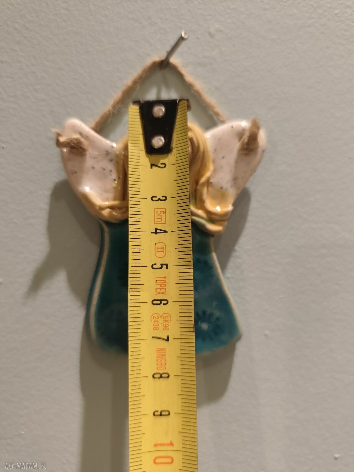 Aniołek ceramiczny na szczęście - prezent na chrzest i komunię (ok. 8 cm)