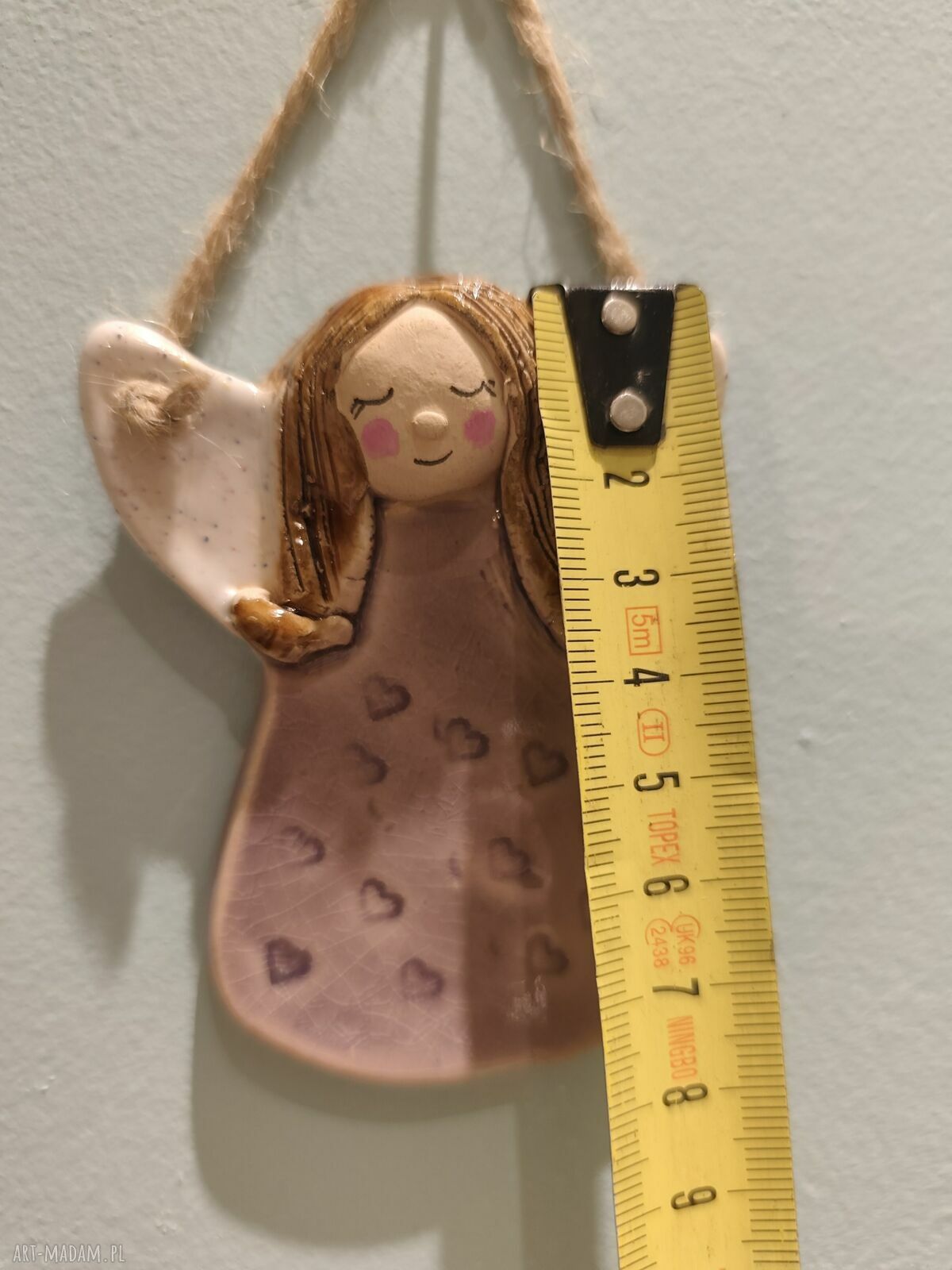 Aniołek ceramiczny na szczęście - prezent na komunię i chrzest