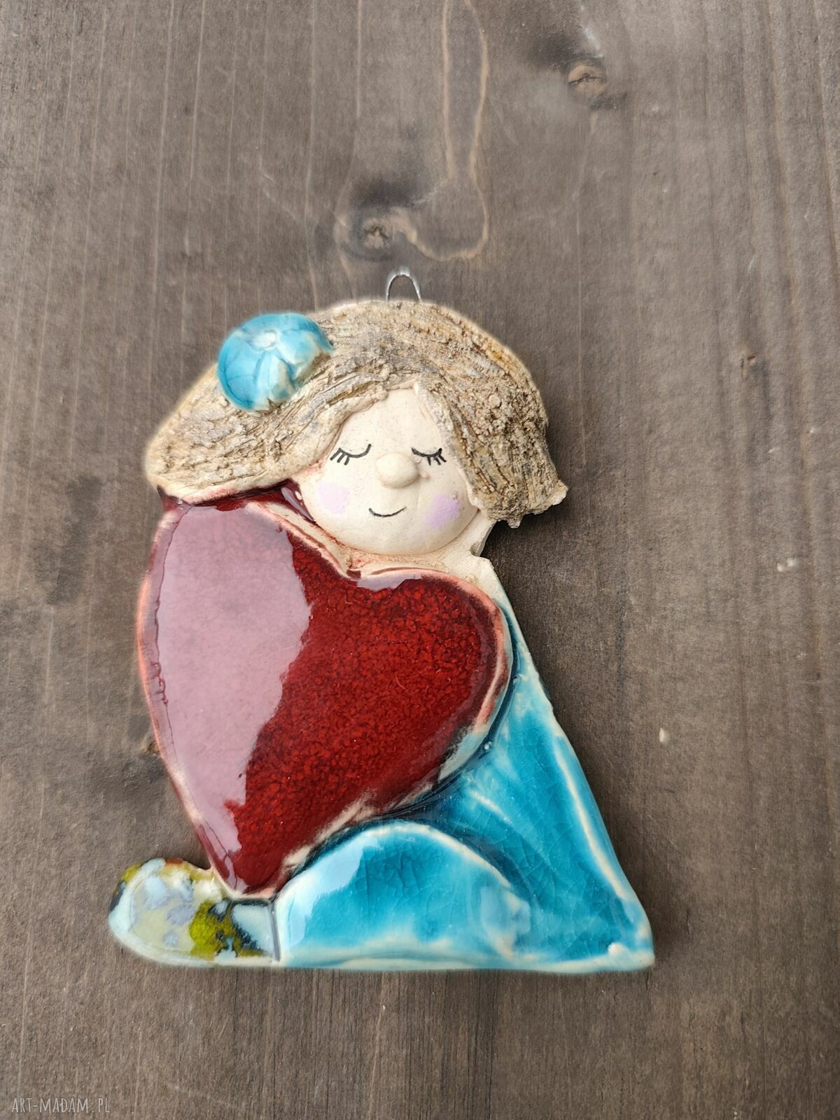 Aniołek ceramiczny na komunię - ręcznie wykonany prezent, pamiątka