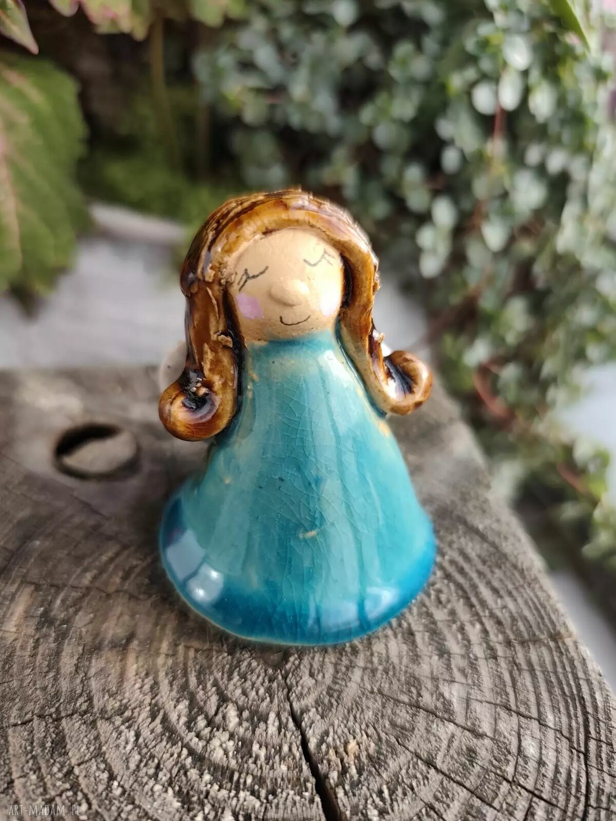 Aniołek ceramiczny w turkusowej sukience
