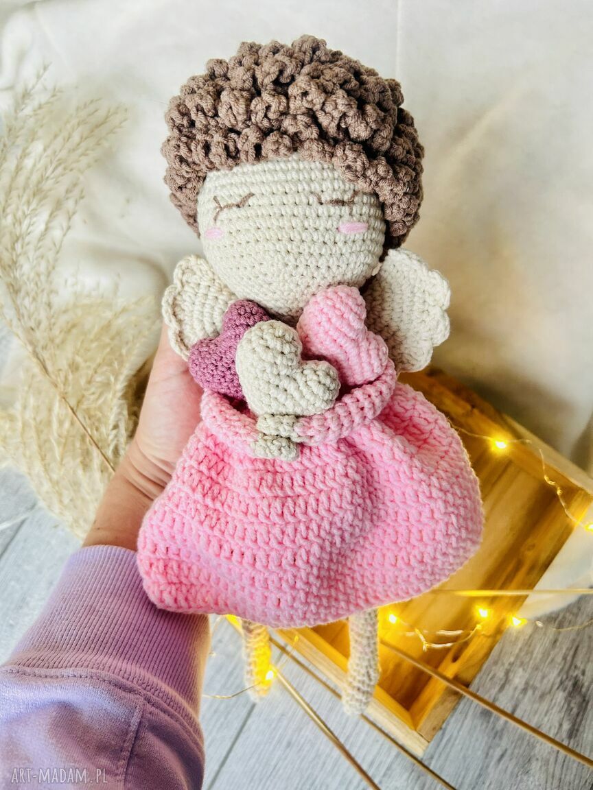 Aniołek na szydełku Sznurkowelove - lalka ręcznie robiona dla dziecka (ok. 33 cm)