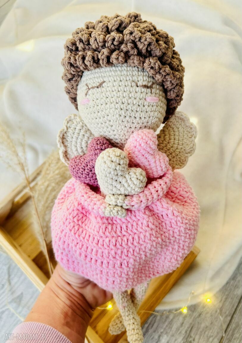 Aniołek na szydełku Sznurkowelove - lalka ręcznie robiona dla dziecka (ok. 33 cm)