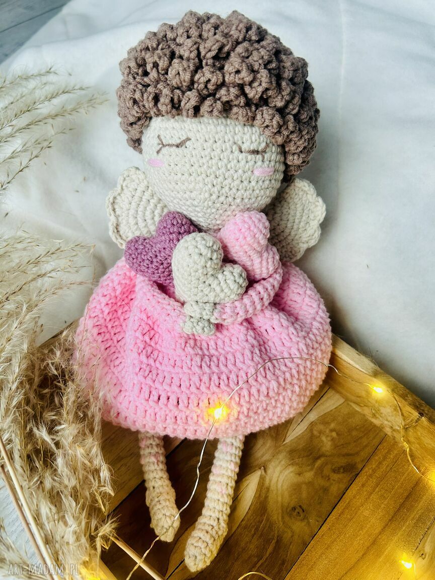 Aniołek na szydełku Sznurkowelove - lalka ręcznie robiona dla dziecka (ok. 33 cm)