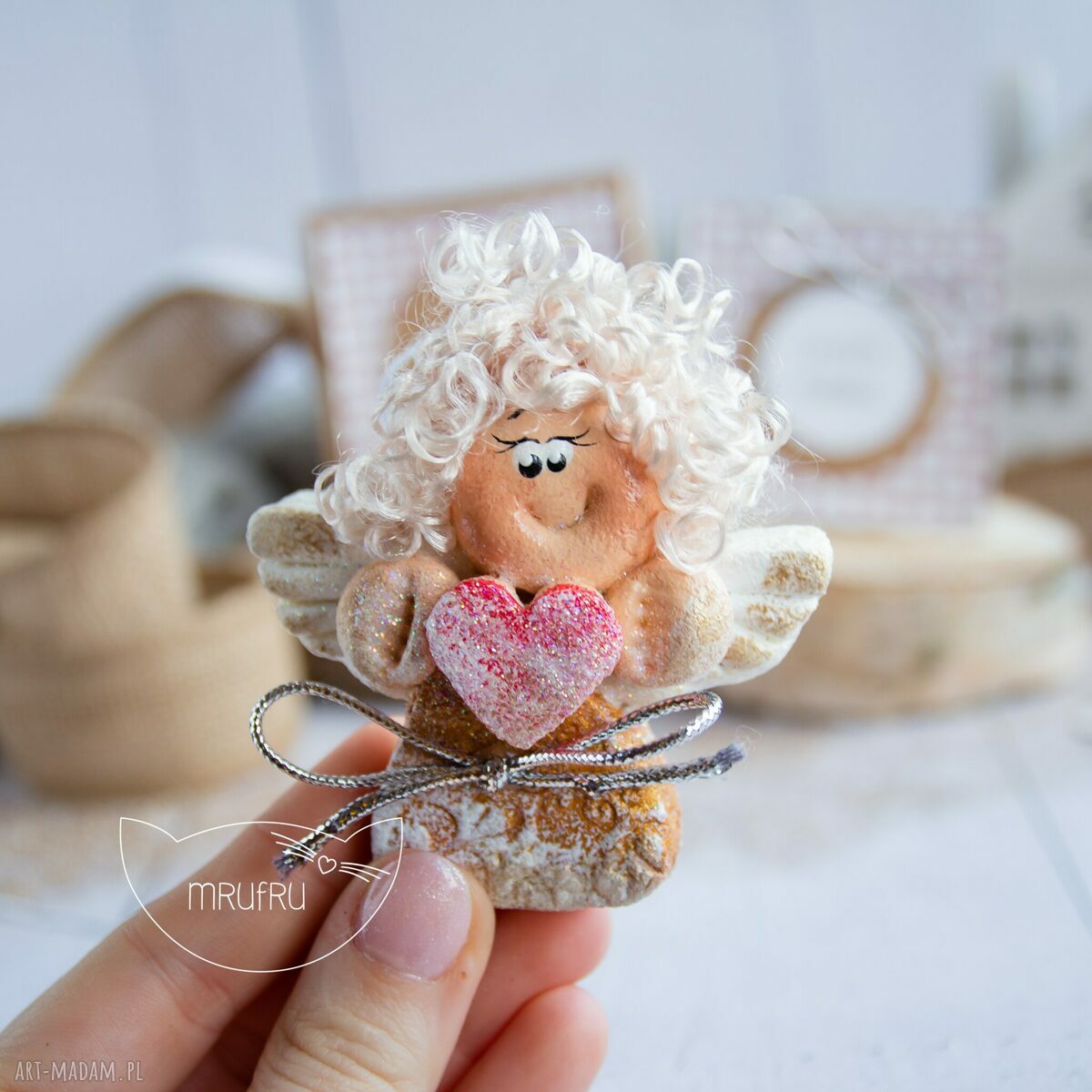 scrapbooking kartki: Aniołek MIŁOŚCI. Personalizowana mini kartka, pudełeczko. Ręcznie robione