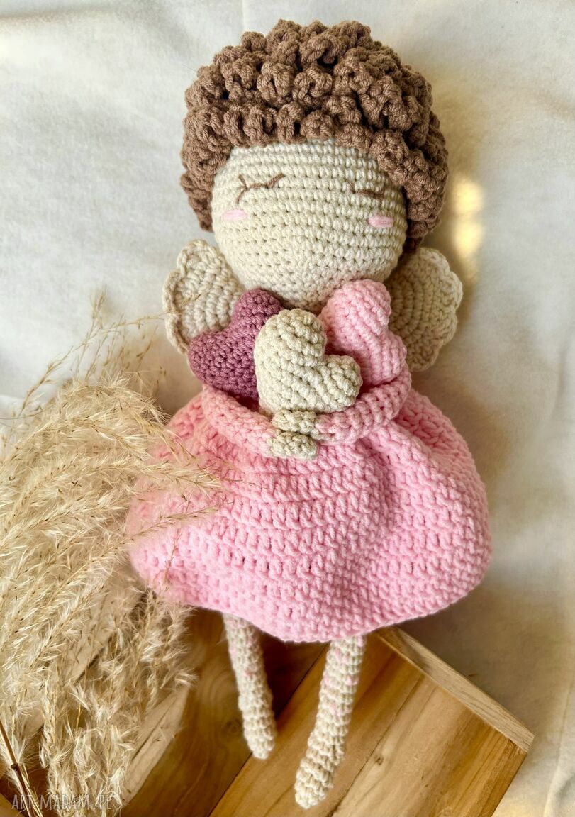 Aniołek na szydełku Sznurkowelove - lalka ręcznie robiona dla dziecka (ok. 33 cm)