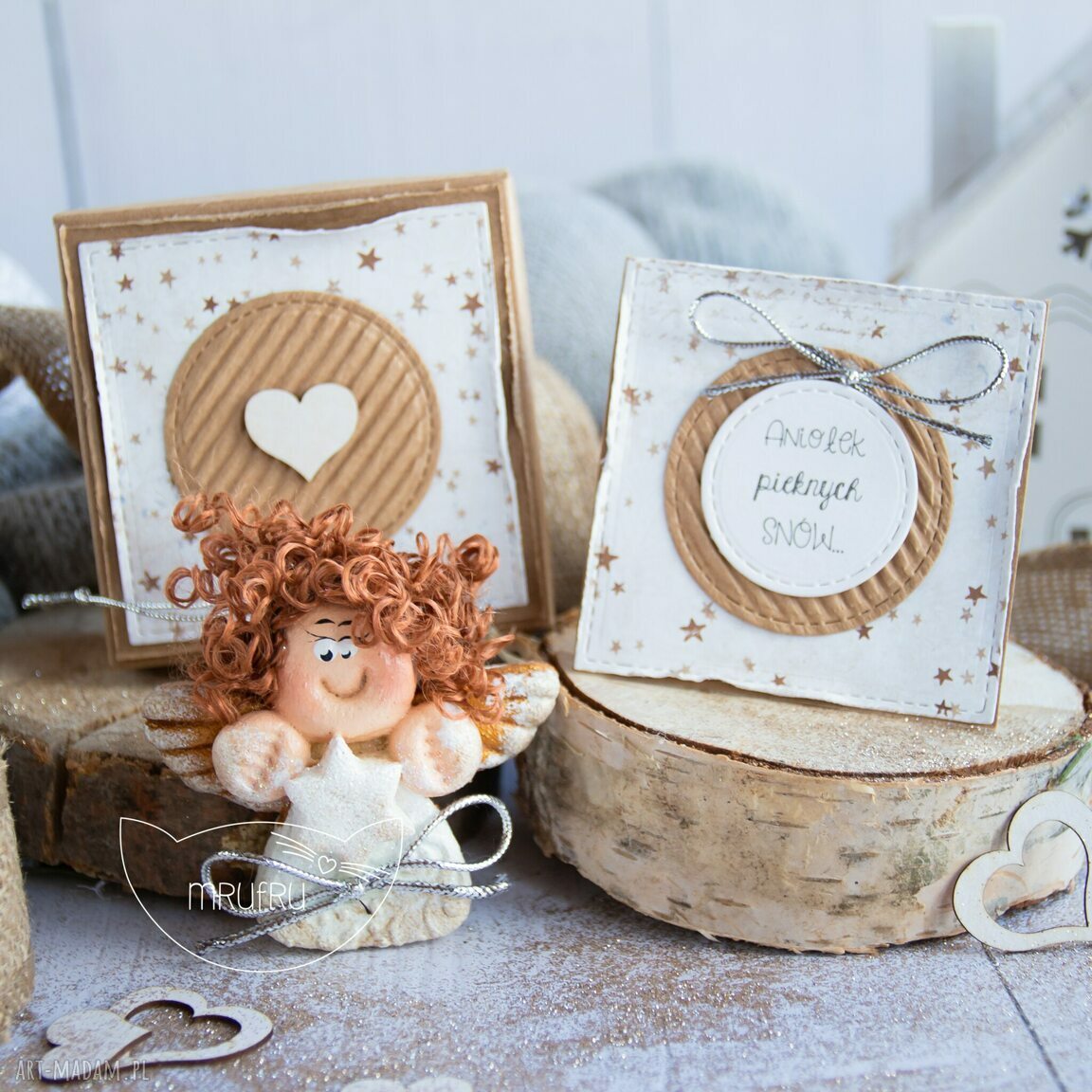 Aniołek pięknych snÓw personalizowana mini kartka pudełeczko