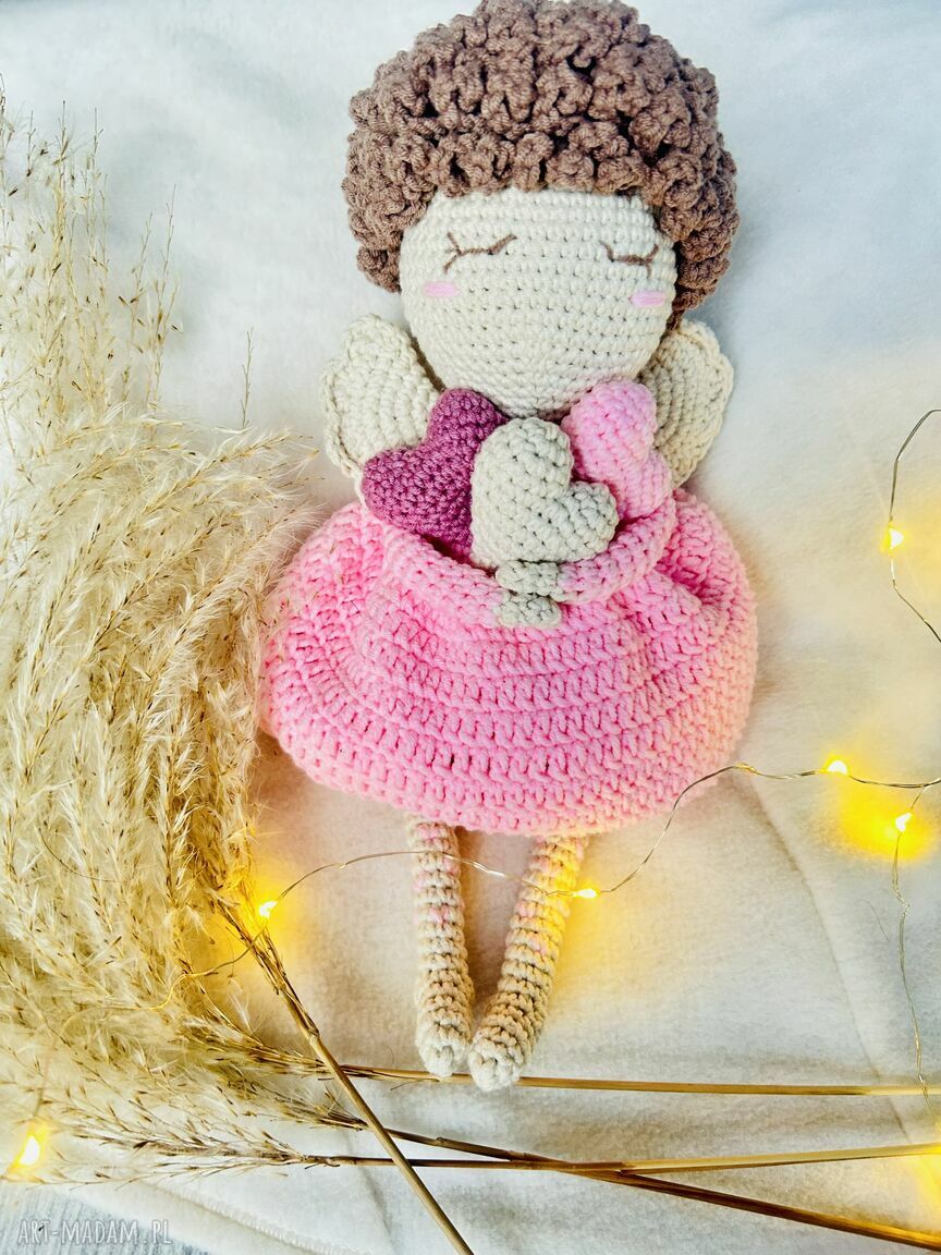 Aniołek na szydełku Sznurkowelove - lalka ręcznie robiona dla dziecka (ok. 33 cm)