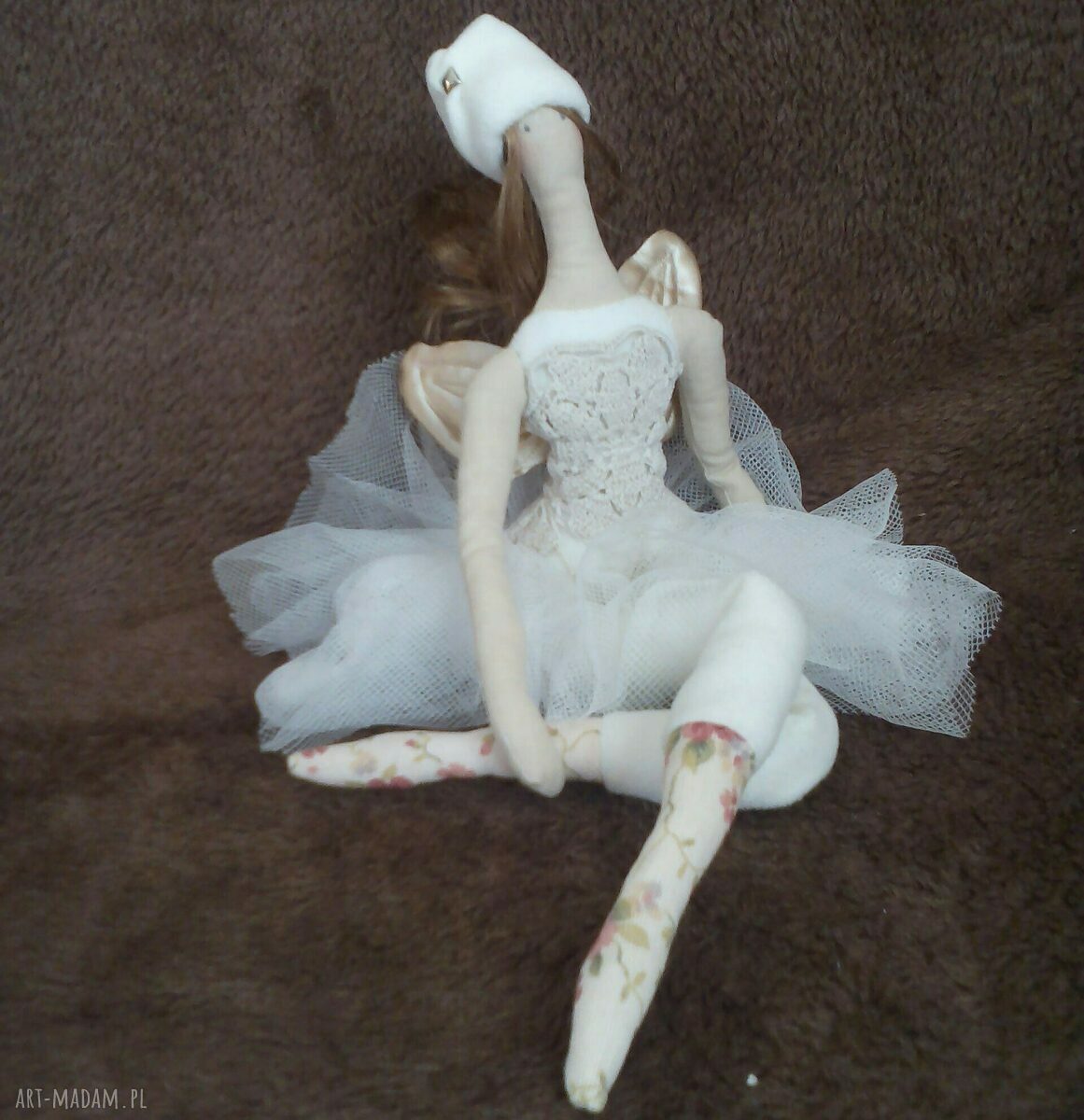 Aniołek szyty ręcznie - tekstylna lalka 40 cm do pokoju dziecka