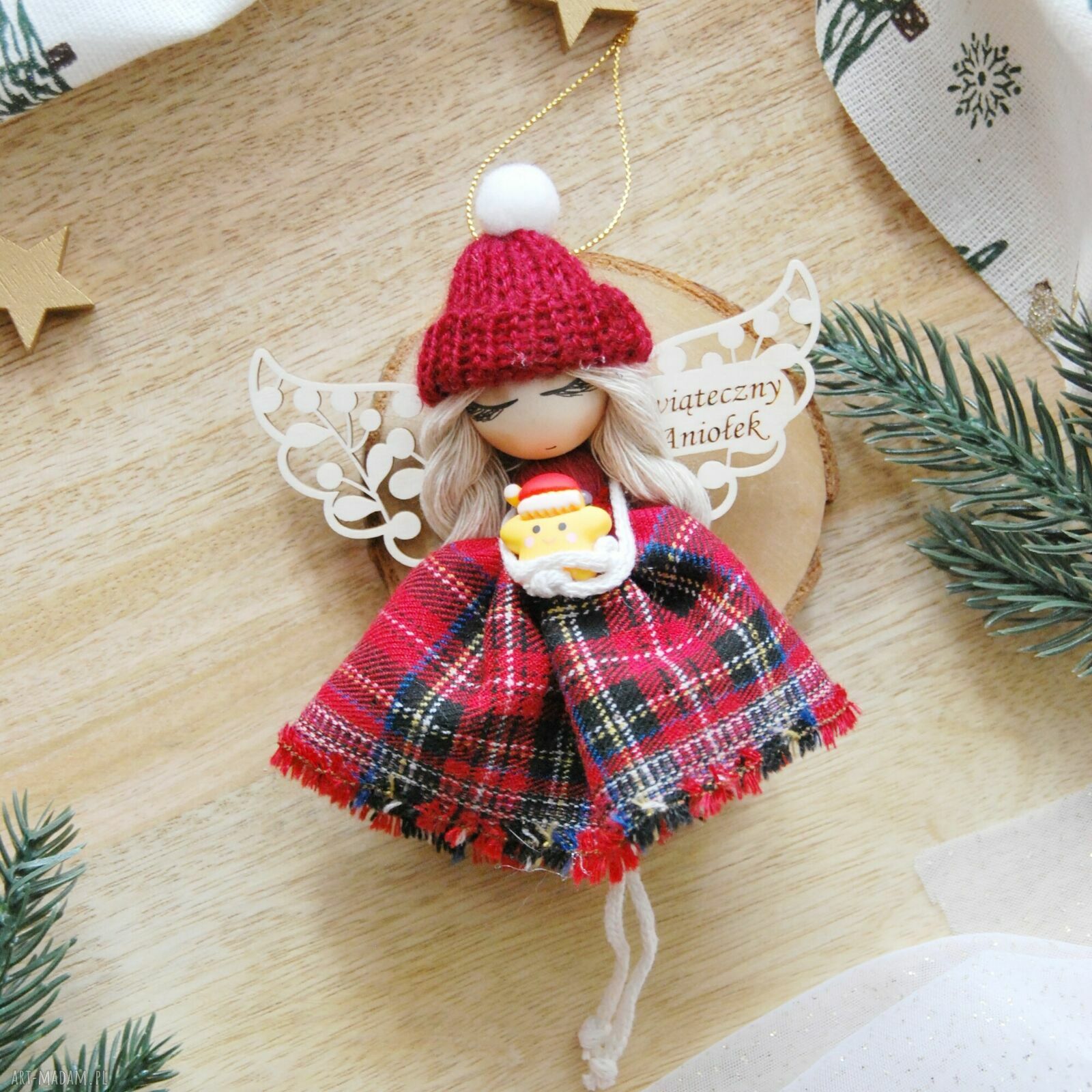 Świąteczny aniołek handmade - urocza anielinka na prezent