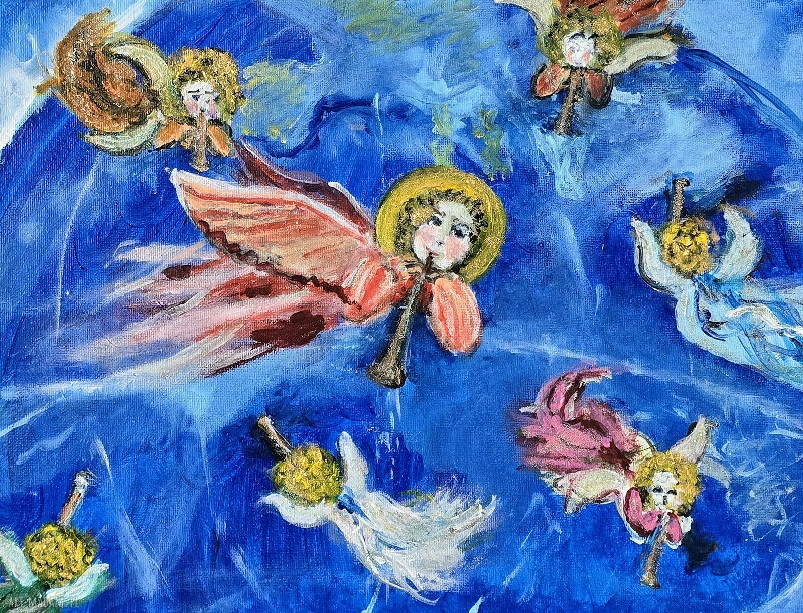Aniołki na płótnie 30x40x1 cm - obraz sakralny „Miłość”