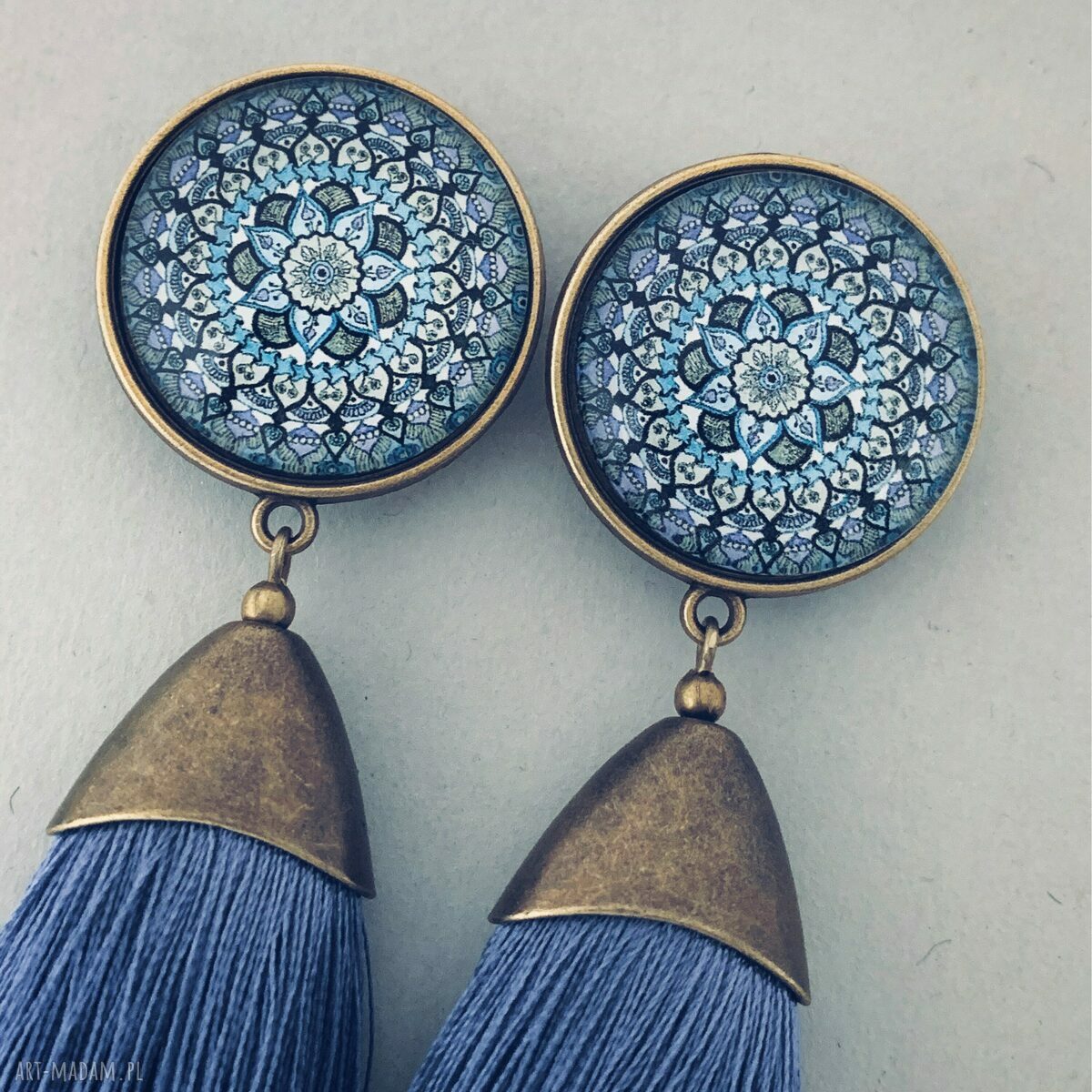 Klipsy Anna z jedwabistymi chwostami - boho handmade