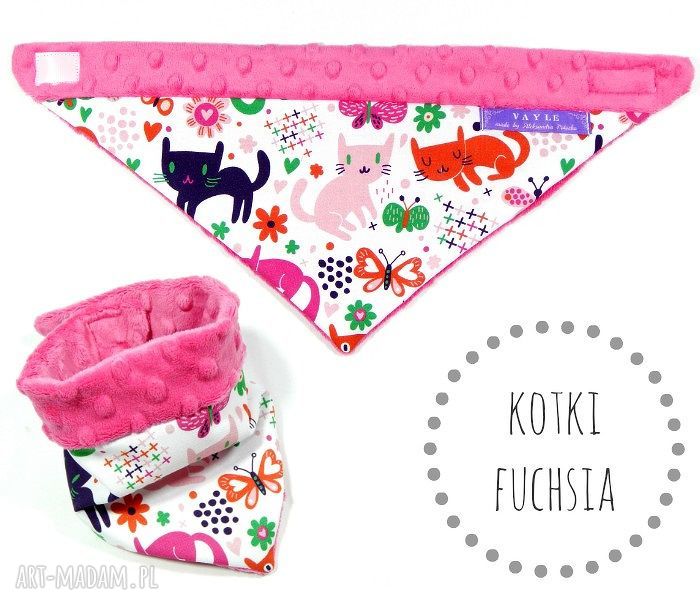 Apaszka minky Kotki Fuchsia chusta