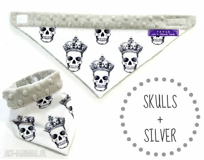 Apaszka minky Skulls Silver