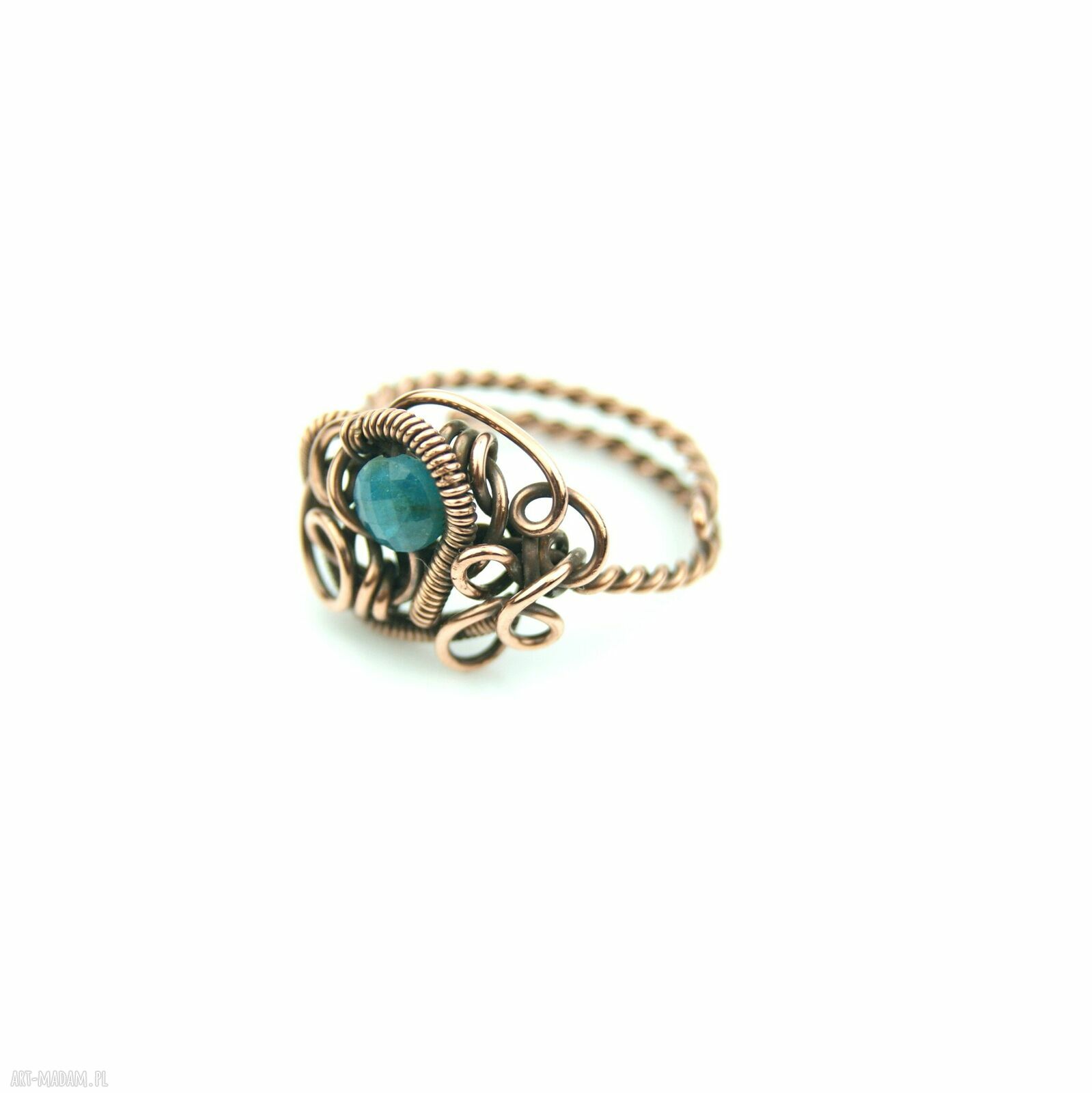 Apatyt regulowany pierścionek z miedzi - wire wrapping dla Ciebie