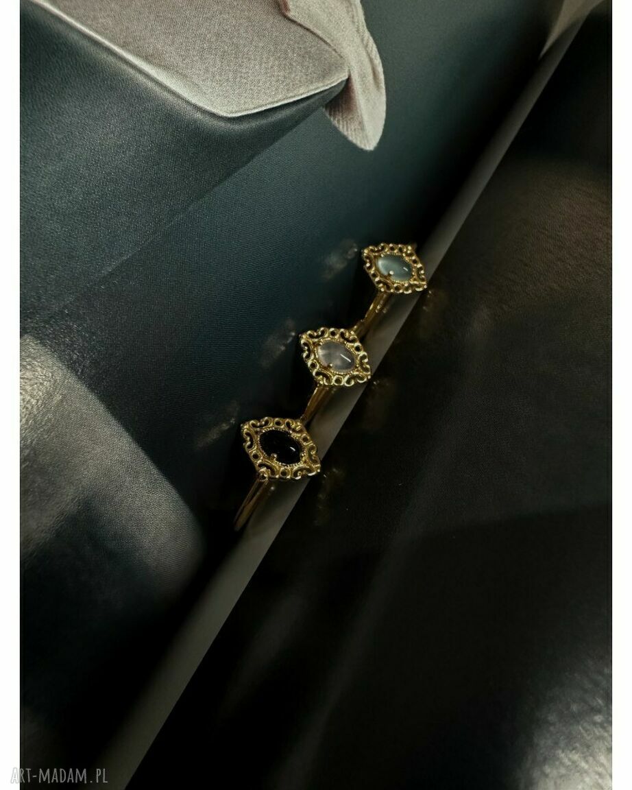 pierścionki: Pierścionek z różowego złota z agatem r 15 autorskie