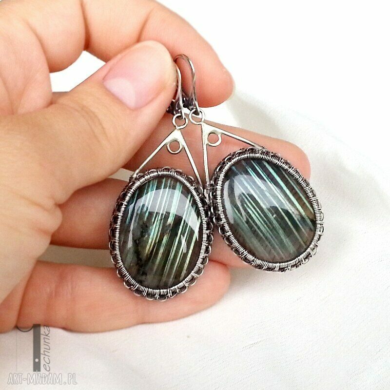 kolczyki: Aquarius srebrne kolczyki z labradorytem handmade
