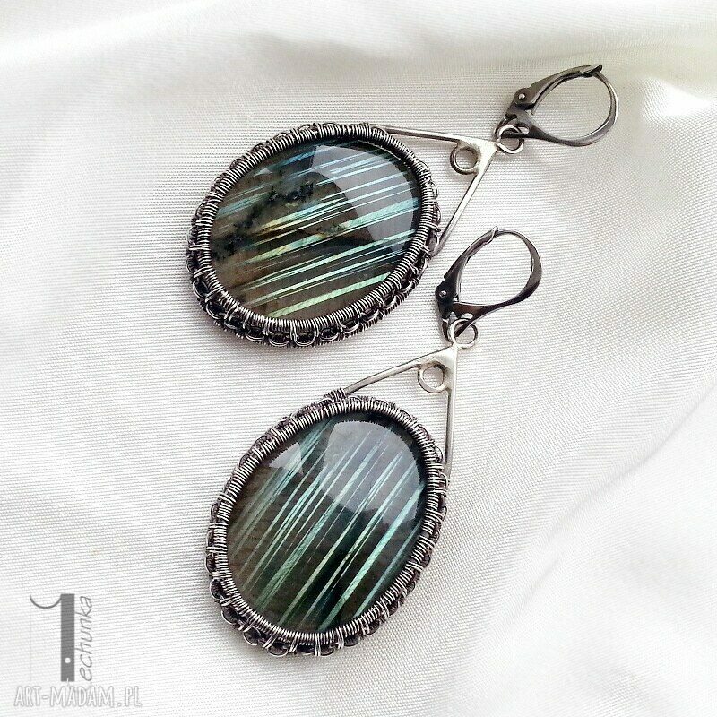 kolczyki: Aquarius srebrne kolczyki z labradorytem handmade