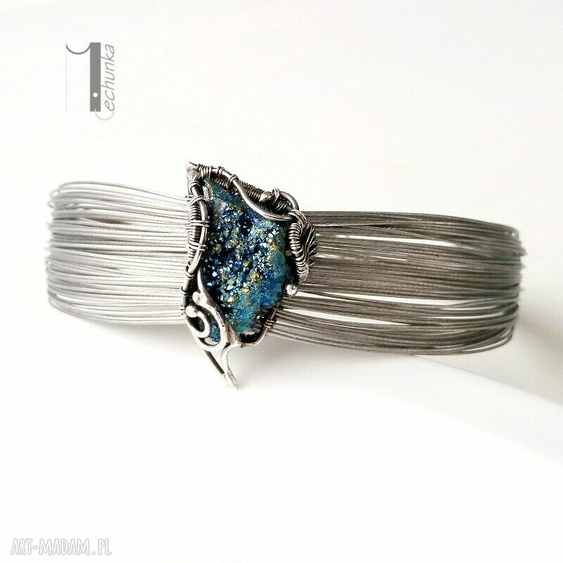 bransoletki: Arachne blue bransoleta z pirytem hand made