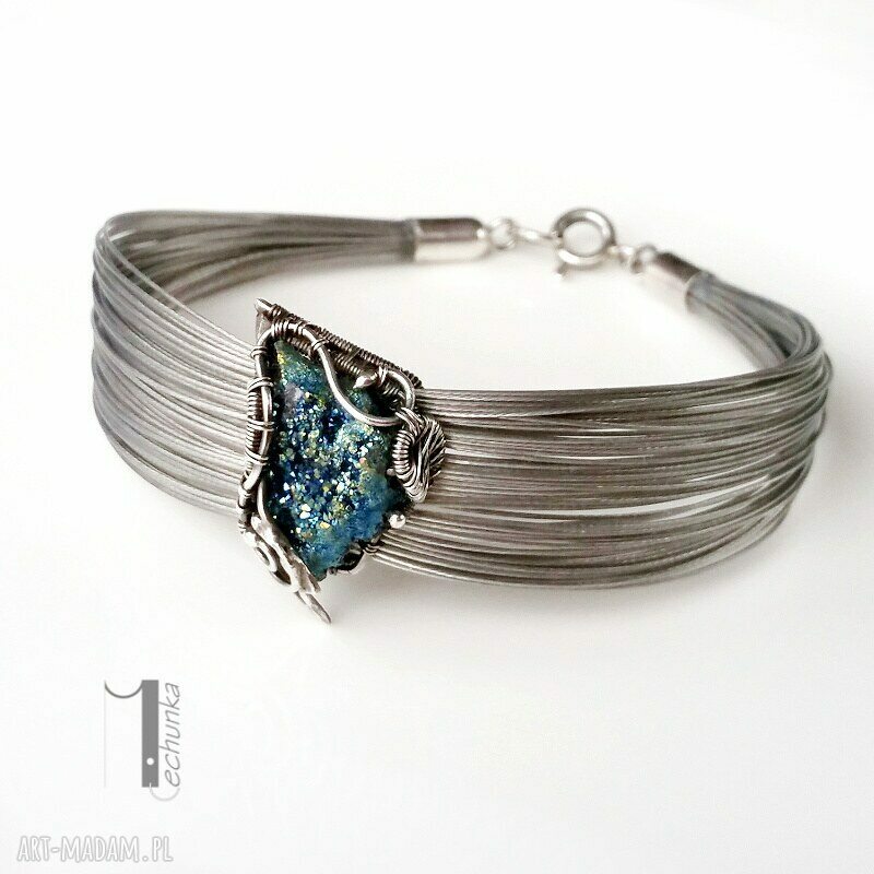 bransoletki: Arachne blue bransoleta z pirytem hand made