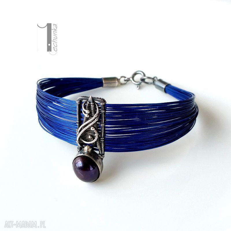 Arachne odonata bransoleta perłą wire wrapping srebro