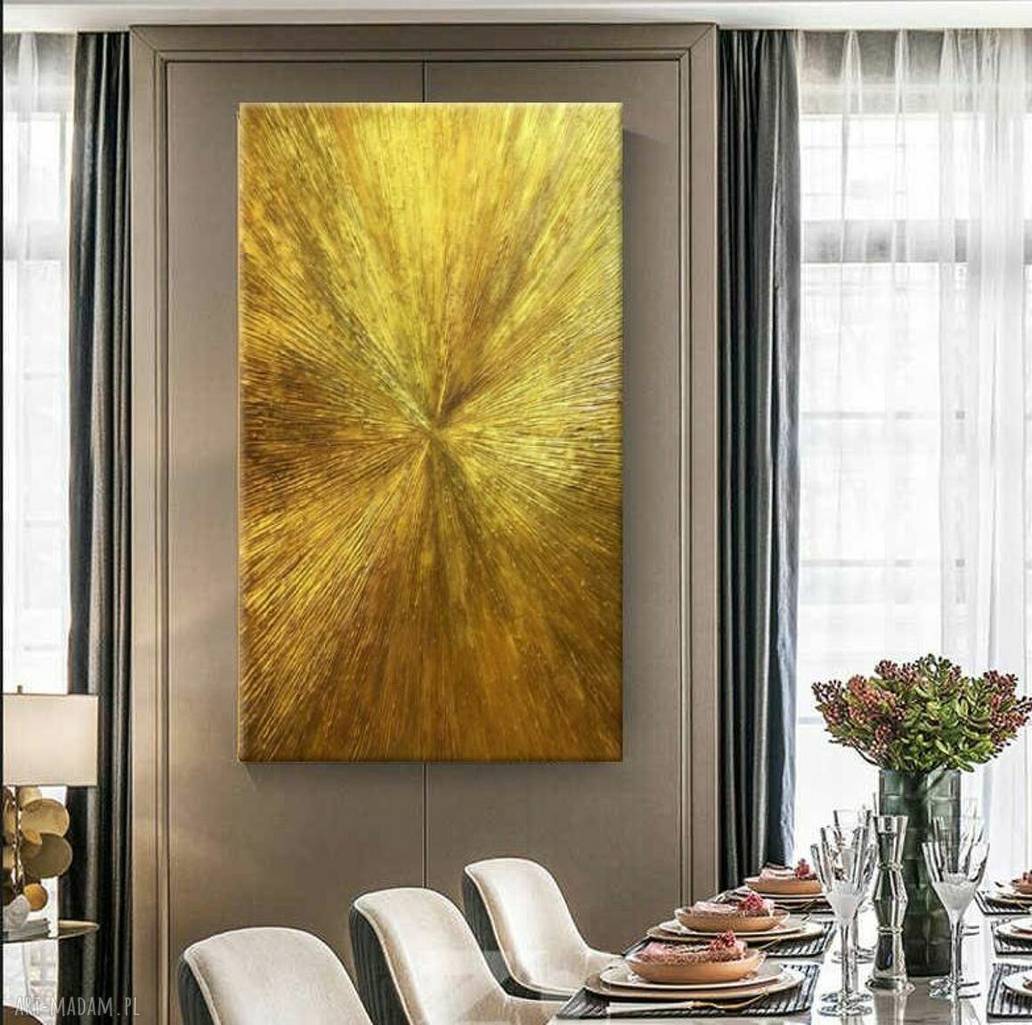 ARTISTIC GOLD - wielkoformatowy obraz abstrakcyjny na płótnie 170x80 cm z fakturą złota