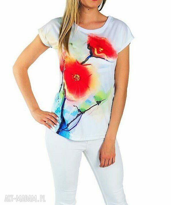 Artystyczna bluzka damska - abstrakcyjne maki - L/XL