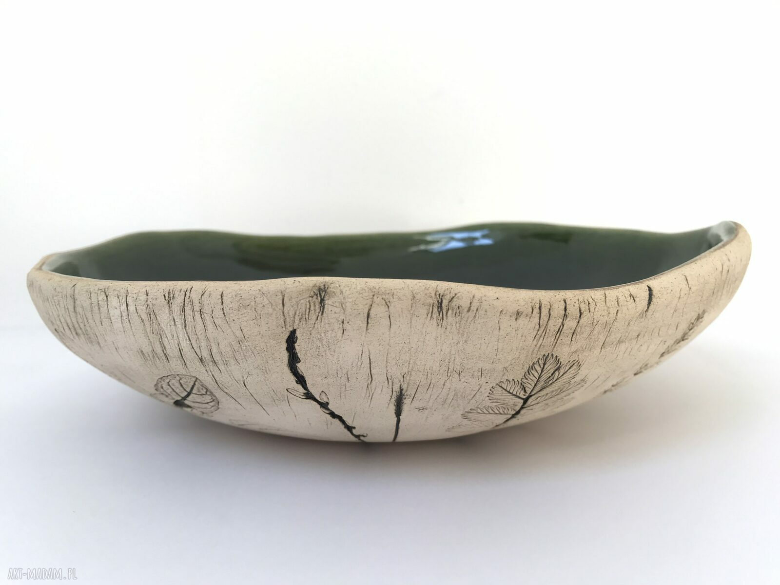 Artystyczna miska z roślinami - misa ceramiczna do dekoracji i drobiazgów