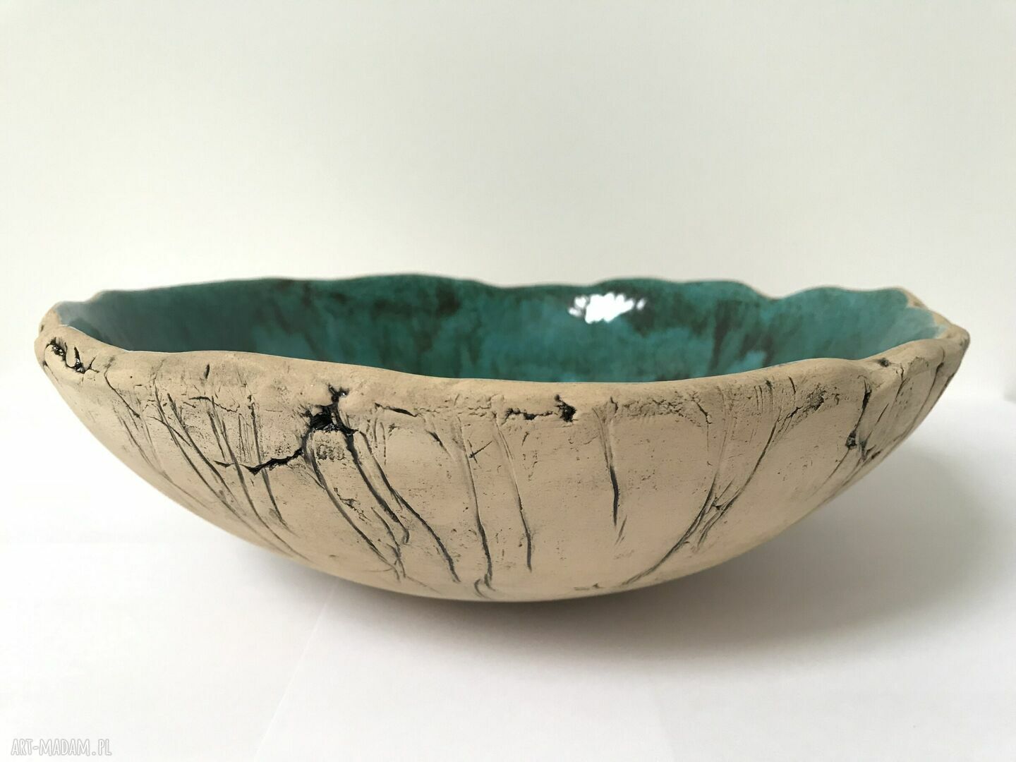 Artystyczna misa ceramiczna z gliny handmade - prezent parapetówka